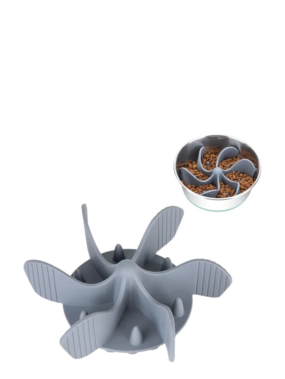 Slow Feed Pet Bowl Insert - Gray Slow Feeder for Small Pets